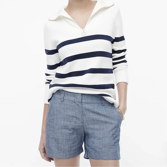 J.Crew 100% Cotton Chambray Shorts Blue Size 10 Reimagined Sustainable - Picture 1 of 10